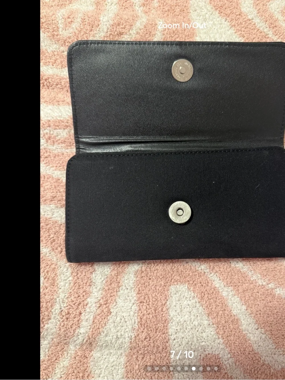 Kate Spade Rare Black Embroidered Women & Dog Card Holder with Pink Striped Tote